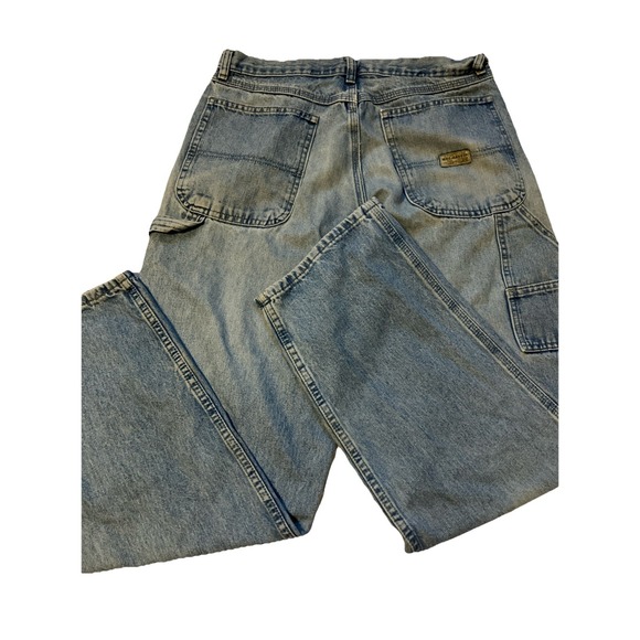 Wrangler Other - Wrangler Rugged Wear Mens Carpenter Jeans Light Wash Denim Blue 31x31.5